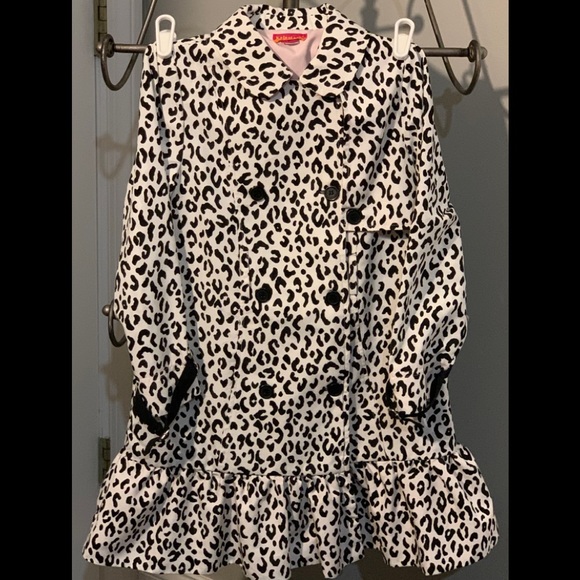 Kate Mack White Leopard Ruffle Jacket sz 7